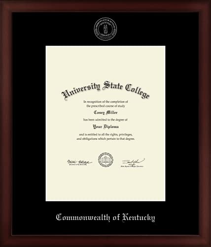 Commonwealth of Kentucky - Officially Licensed - Silver Embossed Official State Seal Document Frame - Certificate Size 8.5" x 11"