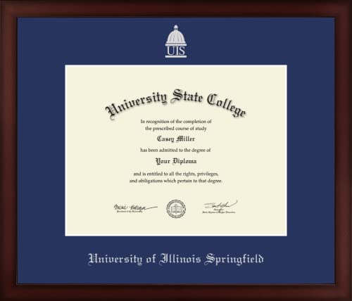 University of Illinois Springfield - Officially Licensed - Silver Embossed Diploma Frame - Document Size 11" x 8.5"