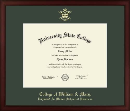 College of William & Mary Raymond A. Mason School of Business - Officially Licensed - Gold Embossed Diploma Frame - Document Size 13" x 10"