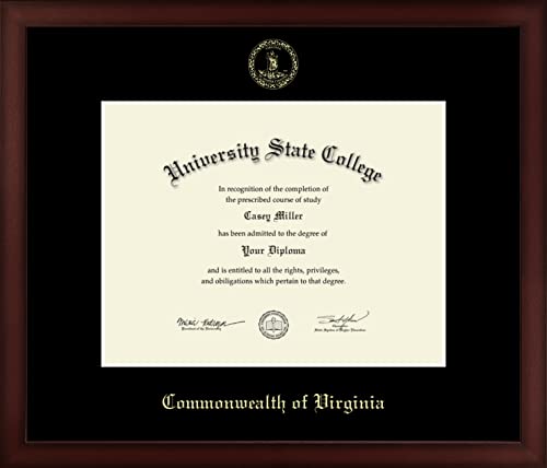 Commonwealth of Virginia - Officially Licensed - Gold Embossed Official State Seal Document Frame - Certificate Size 11" x 8.5"