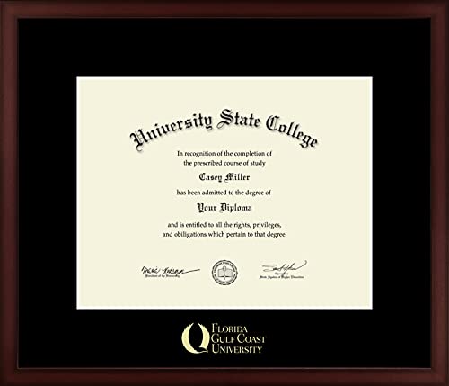 Florida Gulf Coast University - Officially Licensed - Master's/PhD - Gold Embossed Diploma Frame - Document Size 14" x 11"