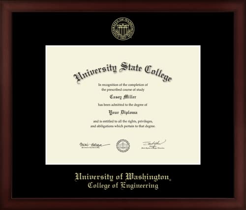 University of Washington College of Engineering - Officially Licensed - Gold Embossed Diploma Frame - Document Size 11" x 8.5"