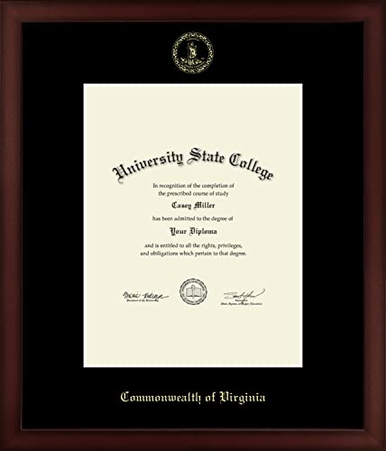 Commonwealth of Virginia - Officially Licensed - Gold Embossed Official State Seal Document Frame - Certificate Size 8.5" x 11"