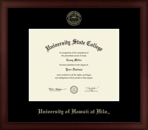 University of Hawaii at Hilo - Officially Licensed - Gold Embossed Diploma Frame - Document Size 10" x 8"