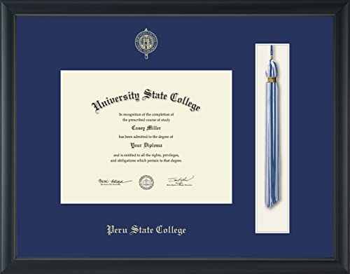 Peru State College - Officially Licensed - Gold Embossed Tassel Diploma Frame - Document Size 9" x 7"