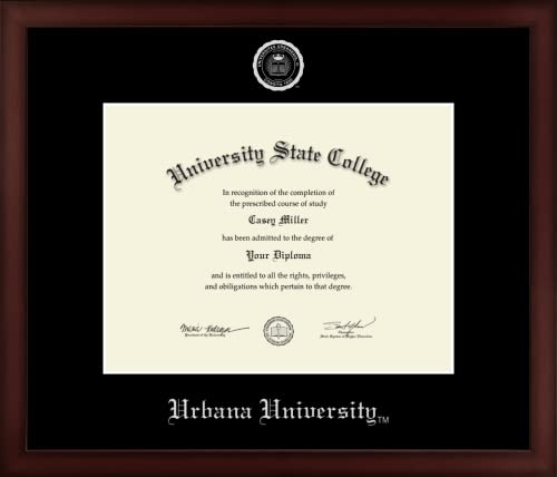 Urbana University - Officially Licensed - Master's/PhD/Post-2015 Bachelor's - Silver Embossed Diploma Frame - Document Size 11" x 8.5"