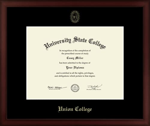 Union College in New York - Officially Licensed - 2016 to Present Bachelor's - Gold Embossed Diploma Frame - Document Size 12" x 9"