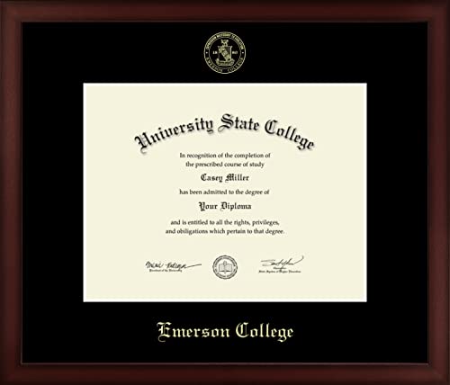 Emerson College - Officially Licensed - Pre-December 2021 Bachelor's/Master's/PhD - Gold Embossed Diploma Frame - Document Size 11" x 8.5"