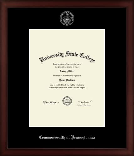 Commonwealth of Pennsylvania - Officially Licensed - Silver Embossed Official State Seal Document Frame - Certificate Size 8.5" x 11"