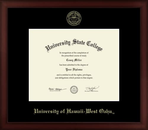 University of Hawaii West Oahu - Officially Licensed - Gold Embossed Diploma Frame - Document Size 10" x 8"