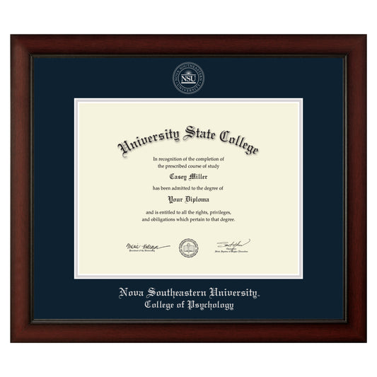 Nova Southeastern University College of Psychology - Officially Licensed - Silver Embossed Diploma Frame - Document Size 14" x 11"