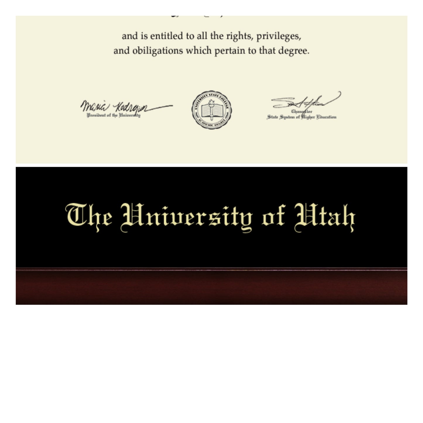 The University of Utah - Officially Licensed - Gold Embossed Diploma Frame - Document Size 11" x 8.5"