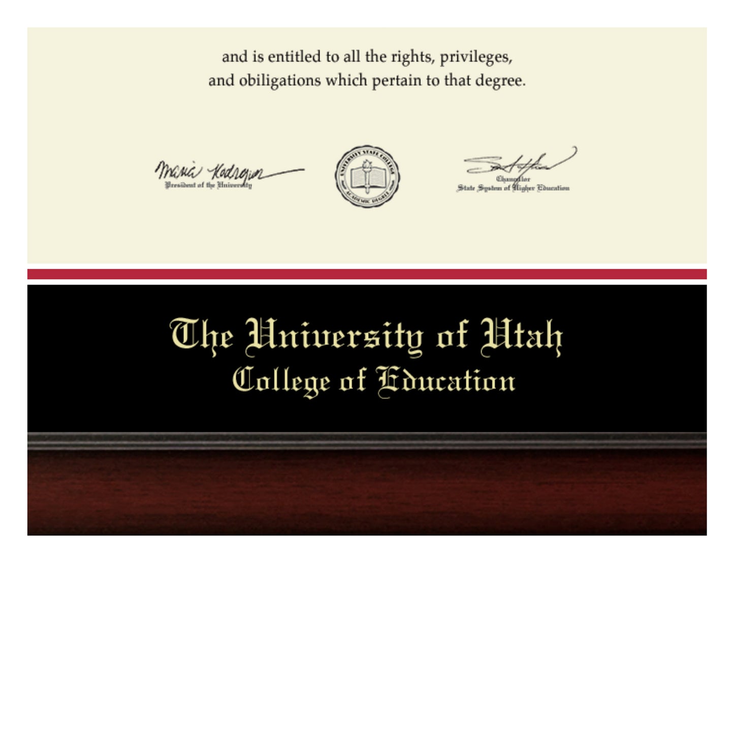 The University of Utah College of Education - Officially Licensed - Gold Embossed Diploma Frame - Document Size 11" x 8.5"