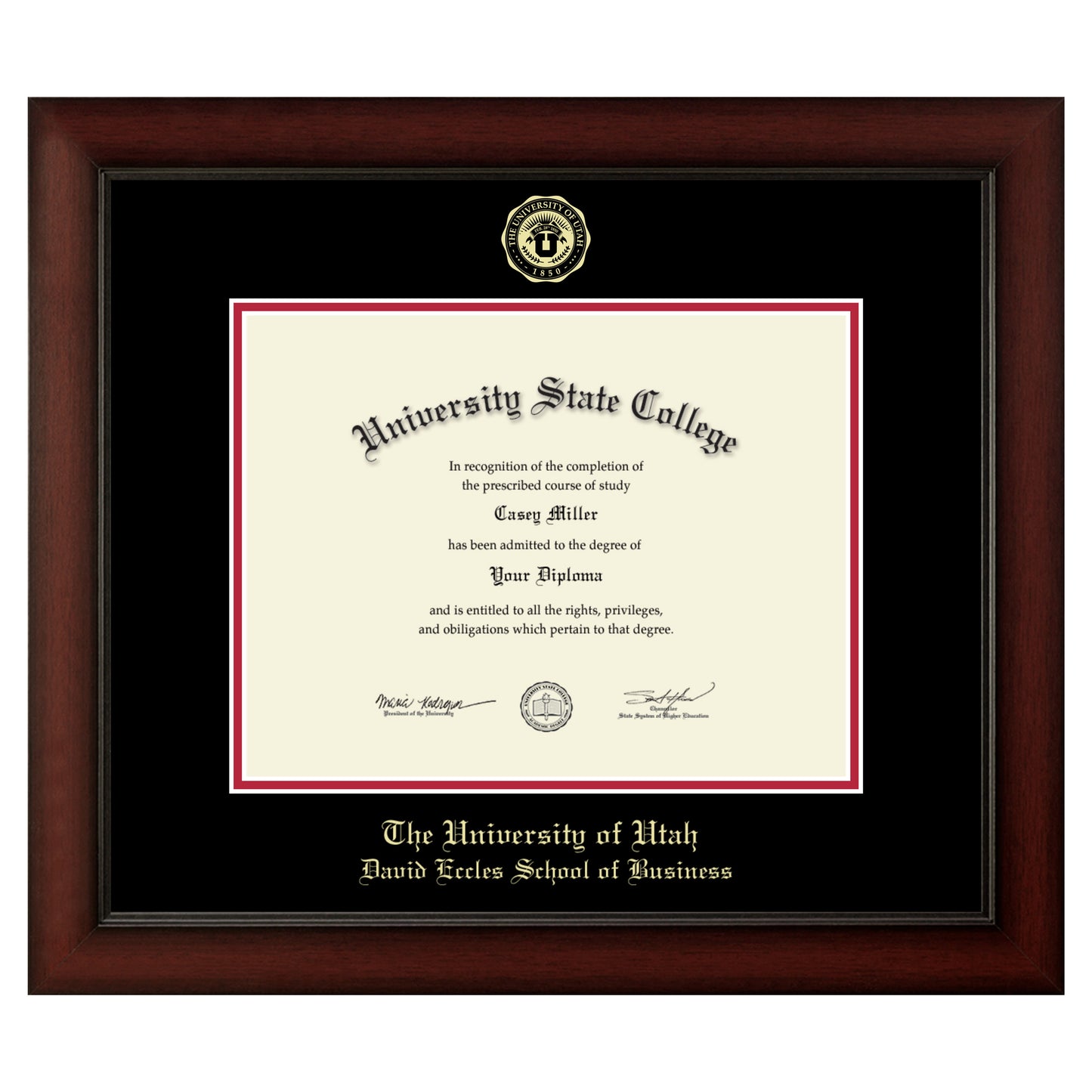 The University of Utah David Eccles School of Business - Officially Licensed - Gold Embossed Diploma Frame - Document Size 11" x 8.5"