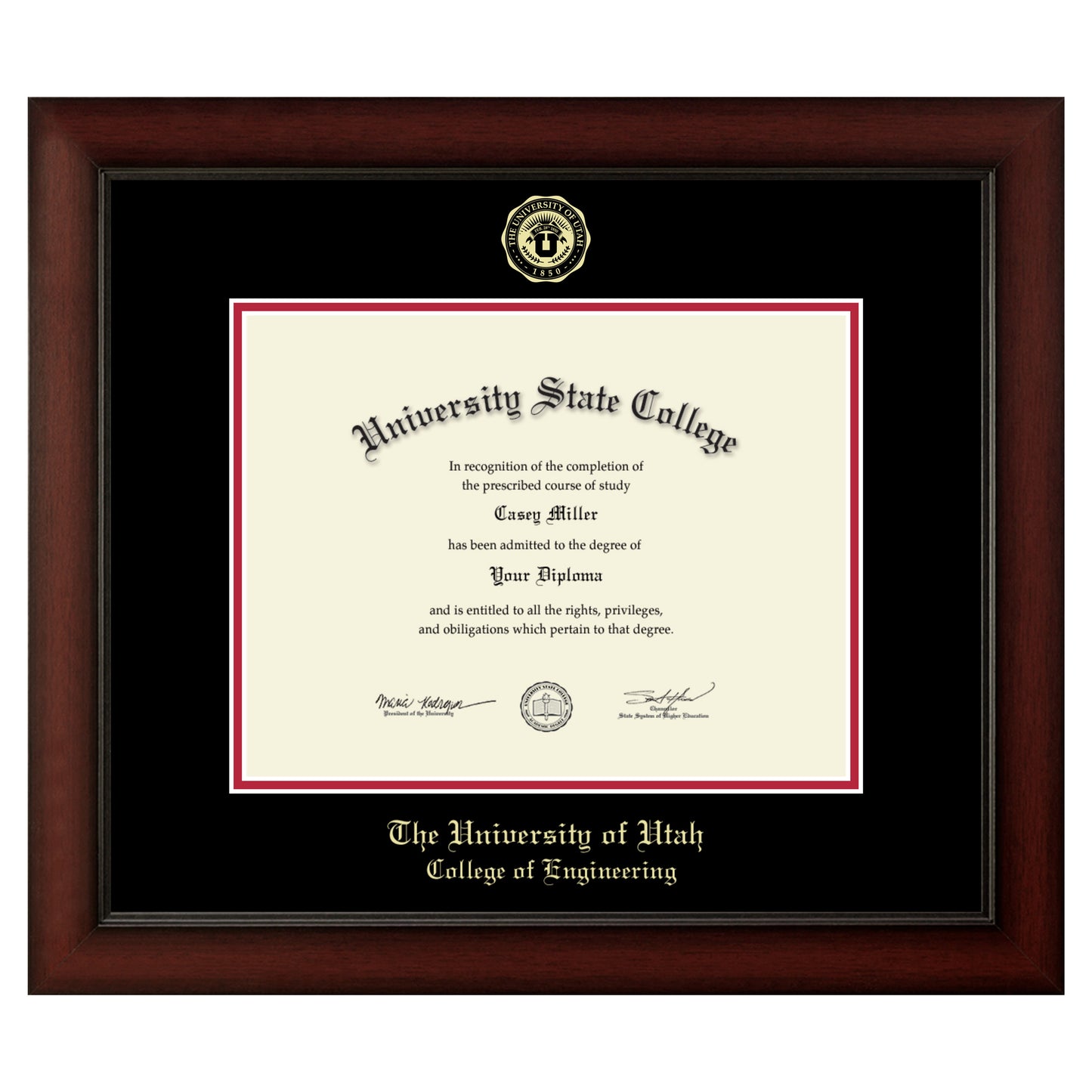 The University of Utah College of Engineering - Officially Licensed - Gold Embossed Diploma Frame - Document Size 11" x 8.5"