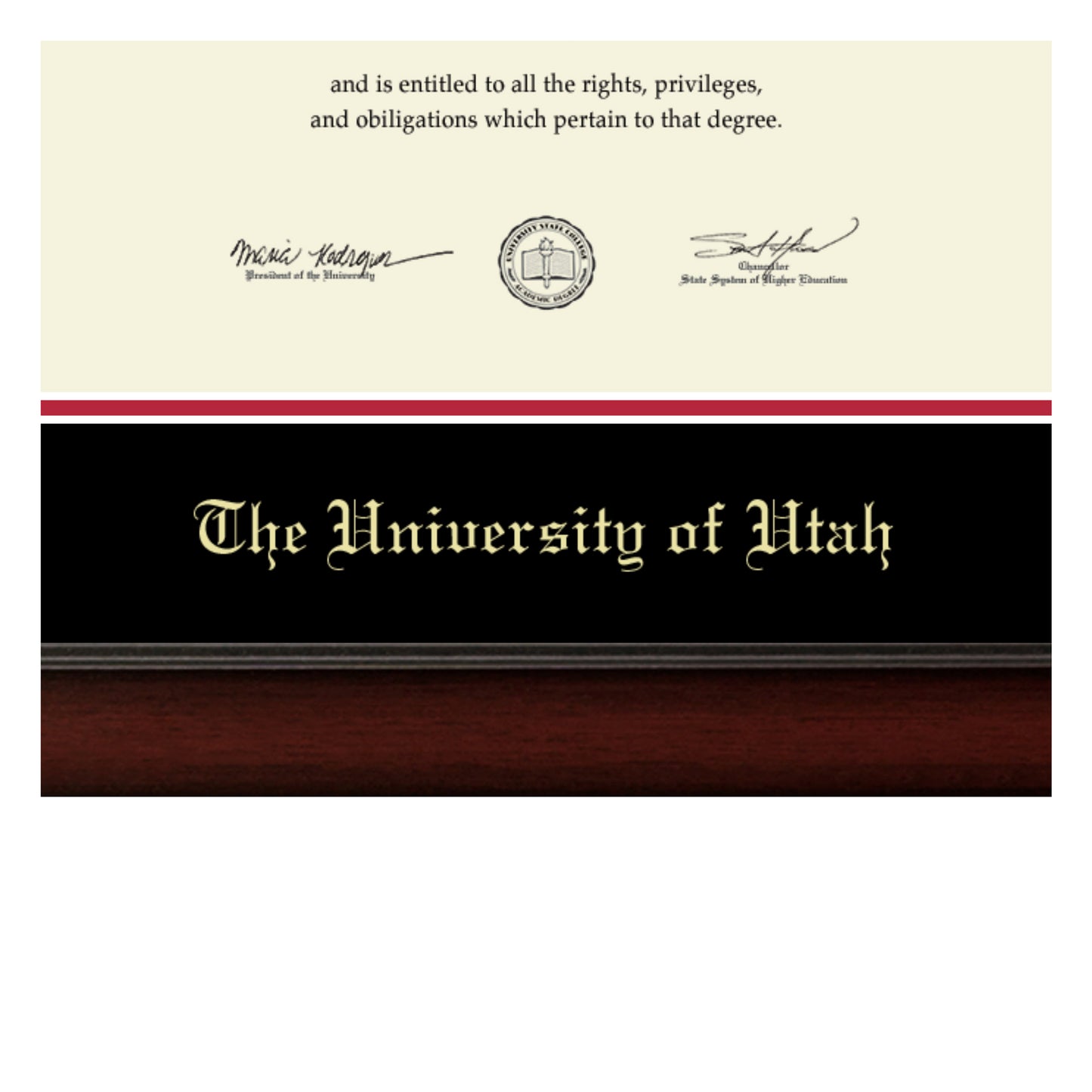 The University of Utah - Officially Licensed - Gold Embossed Diploma Frame - Document Size 11" x 8.5"