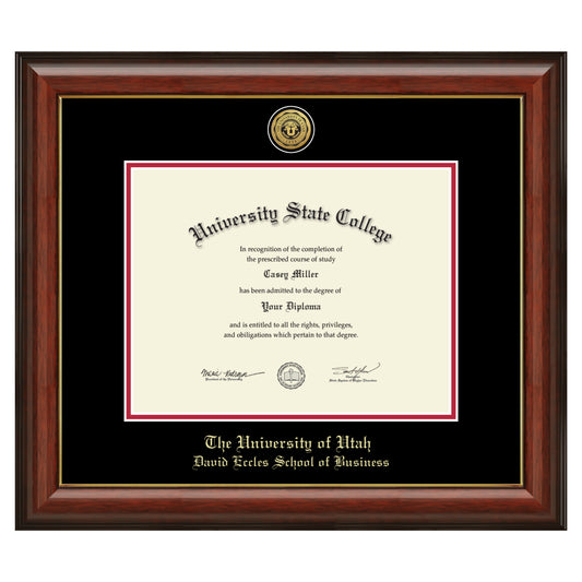 The University of Utah David Eccles School of Business - Officially Licensed - Gold Medallion Diploma Frame - Document Size 11" x 8.5"