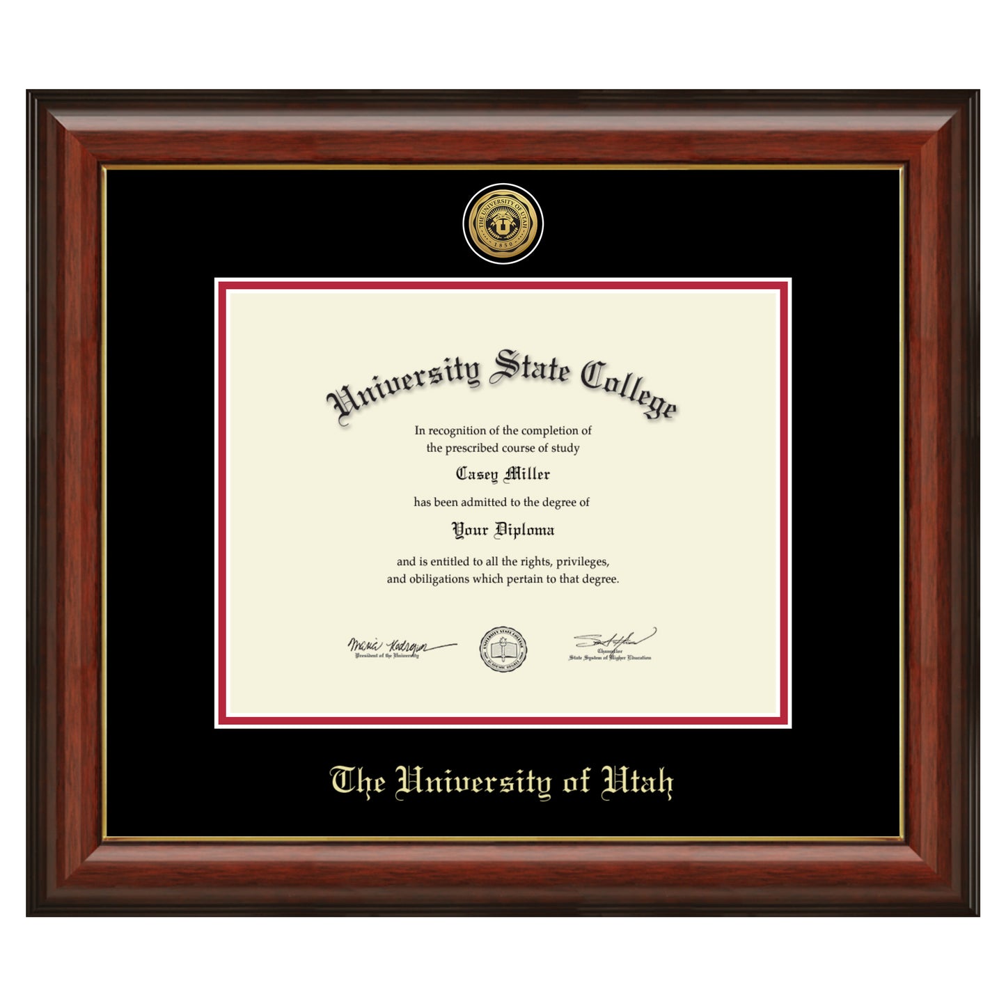 The University of Utah - Officially Licensed - Gold Medallion Diploma Frame - Document Size 11" x 8.5"