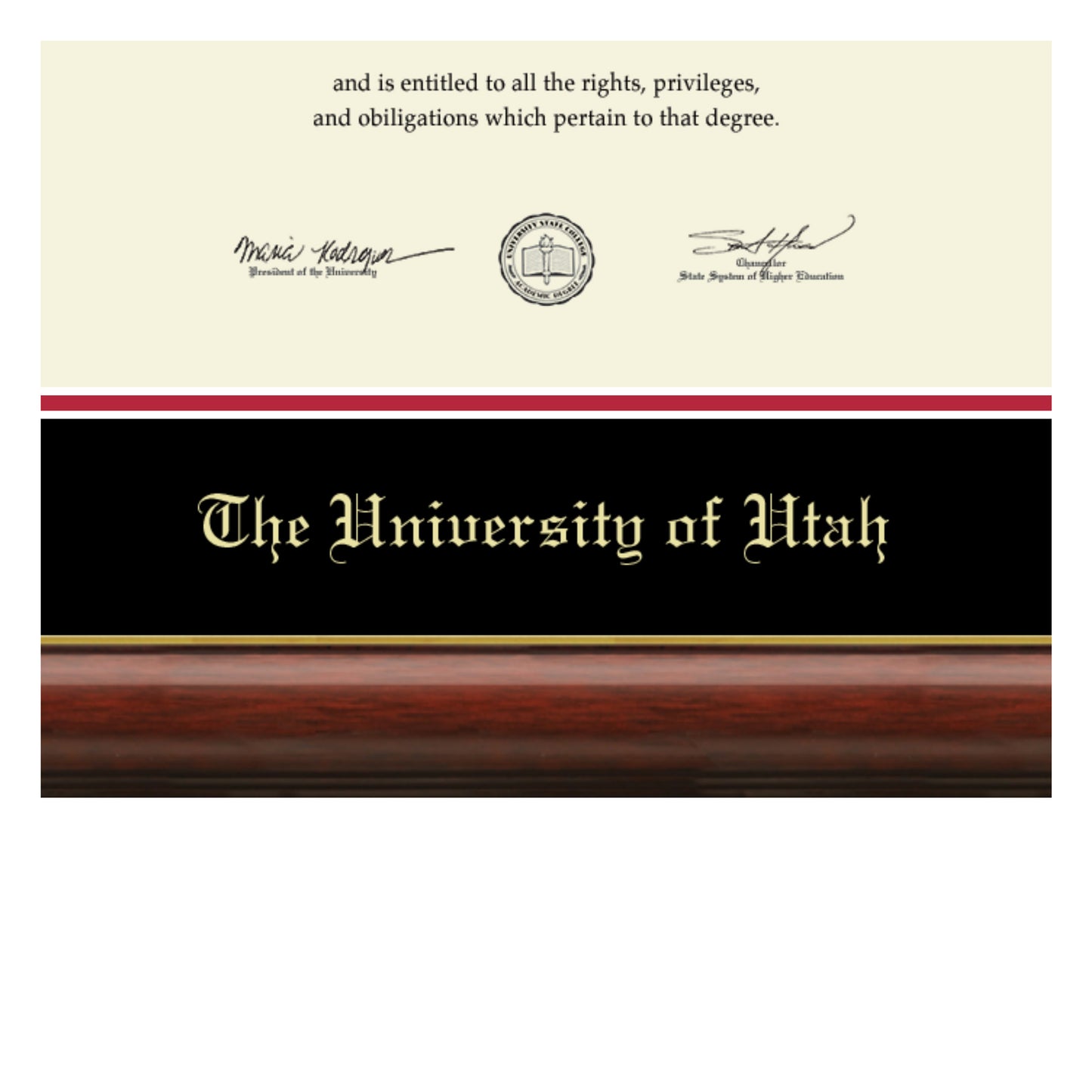 The University of Utah - Officially Licensed - Gold Medallion Diploma Frame - Document Size 11" x 8.5"