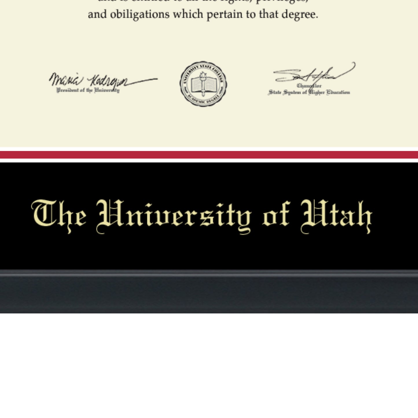 The University of Utah - Officially Licensed - Gold Embossed Tassel Diploma Frame - Document Size 11" x 8.5"