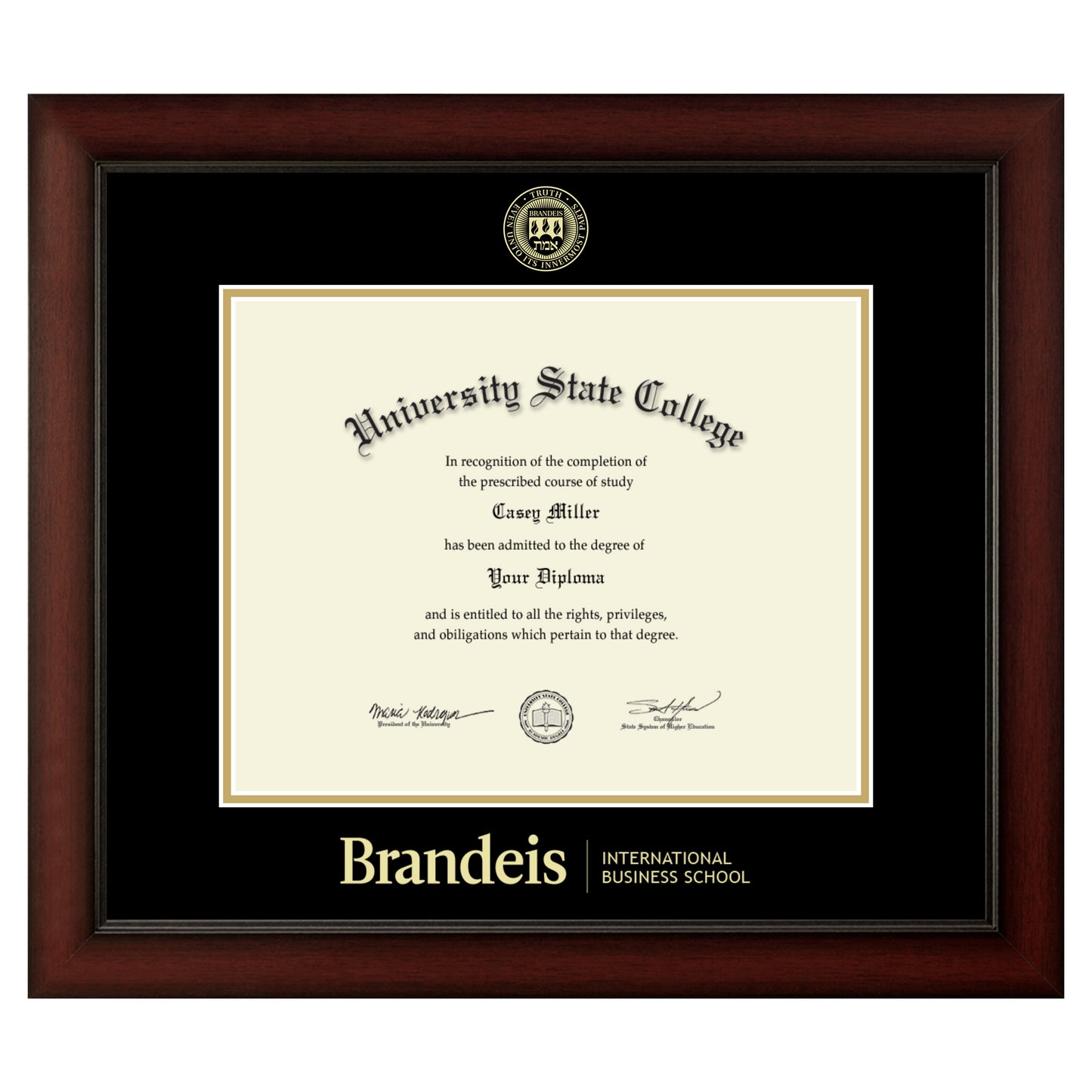 Brandeis University International Business School - Officially Licensed - Gold Embossed Diploma Frame - Document Size 12" x 9.5"