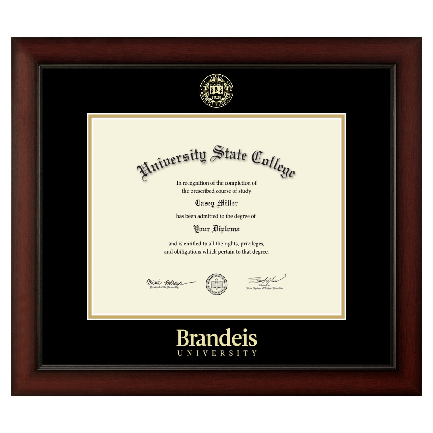 Brandeis University - Officially Licensed - Gold Embossed Diploma Frame - Document Size 12" x 9.5"