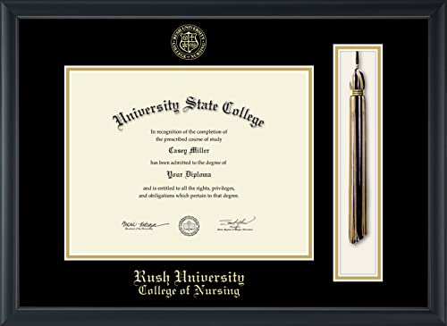 Rush University - College of Nursing - Officially Licensed - Gold Embossed Tassel Diploma Frame - Document Size 11" x 8.5"