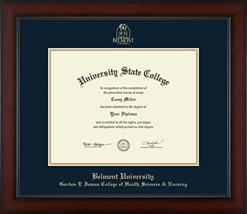 Belmont University Gordon E. Inman College of Health Sciences & Nursing - Officially Licensed - Gold Embossed Diploma Frame - Document Size 11" x 8.5"