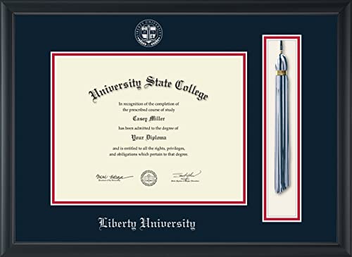 Liberty University - Officially Licensed - Bachelor's - Silver Embossed Tassel Diploma Frame - Document Size 11" x 8.5"