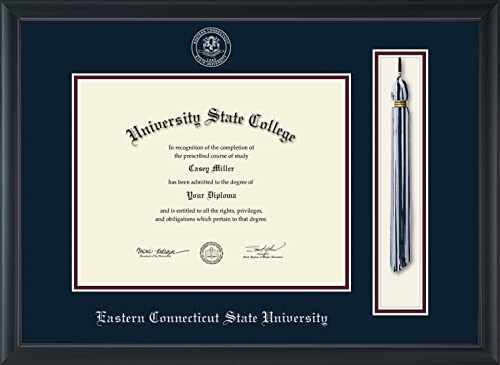 Eastern Connecticut State University - Officially Licensed - Silver Embossed Tassel Diploma Frame - Document Size 11" x 8.5"