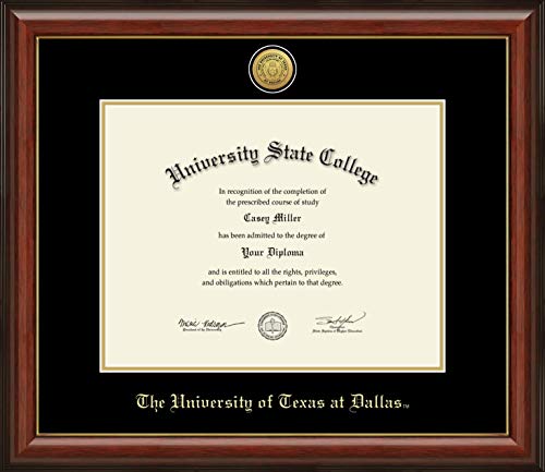 The University of Texas at Dallas - Officially Licensed - Gold Medallion Diploma Frame - Document Size 14" x 11"