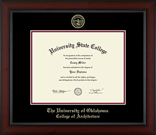 The University of Oklahoma College of Architecture - Officially Licensed - Gold Embossed Diploma Frame - Document Size 11" x 8.5"