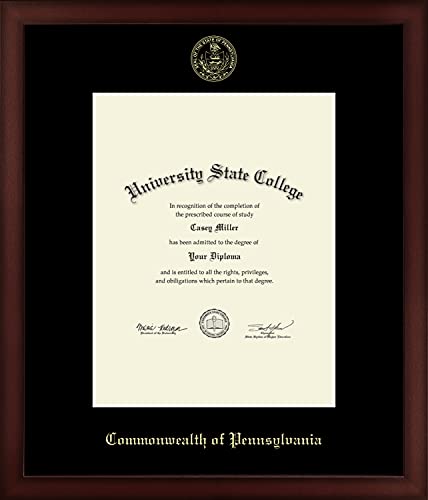 Commonwealth of Pennsylvania - Officially Licensed - Gold Embossed Official State Seal Document Frame - Certificate Size 8.5" x 11"