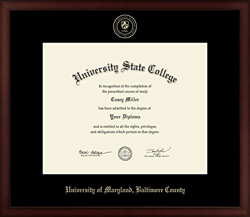 University of Maryland, Baltimore County - Officially Licensed - Gold Embossed Diploma Frame - Document Size 15" x 12"