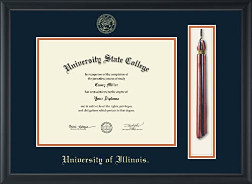 University of Illinois - Officially Licensed - Gold Embossed Tassel Diploma Frame - Document Size 11" x 8.5"