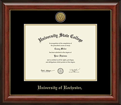 University of Rochester - Officially Licensed - Bachelor's/Master's - Gold Medallion Diploma Frame - Document Size 11" x 8.5"