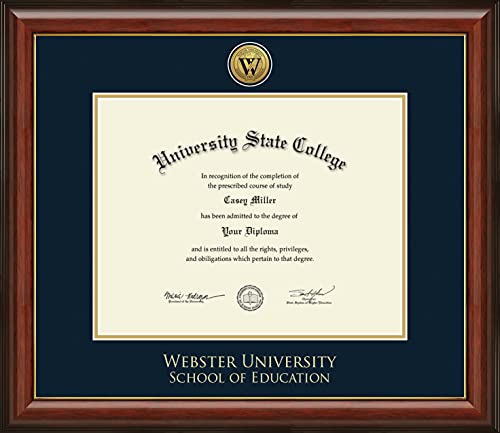 Webster University School of Education - Officially Licensed - Gold Medallion Diploma Frame - Document Size 13.75" x 10.75"