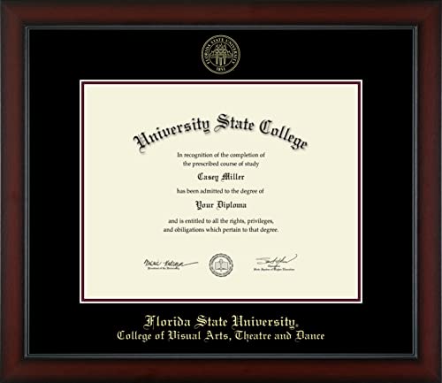 Framerly For Florida State University College of Visual Arts, Theatre and Dance - Officially Licensed - Gold Embossed Diploma Frame - Document Size 14" x 11"