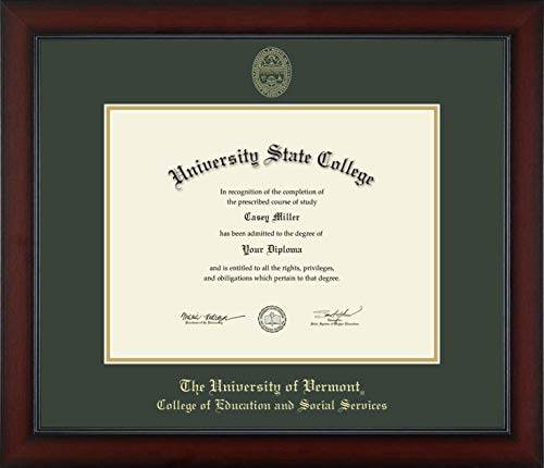 The University of Vermont College of Education and Social Services - Officially Licensed - Master's/PhD - Gold Embossed Diploma Frame - Document Size 13" x 10"