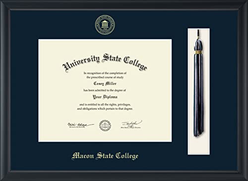 Macon State College - Officially Licensed - Gold Embossed Tassel Diploma Frame - Document Size 11" x 8.5"