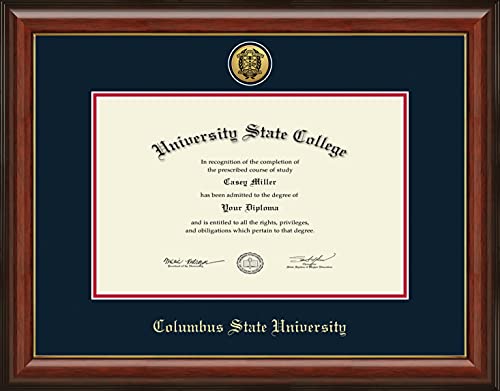 Columbus State University - Officially Licensed - Master's/PhD - Gold Medallion Diploma Frame - Document Size 17" x 11"