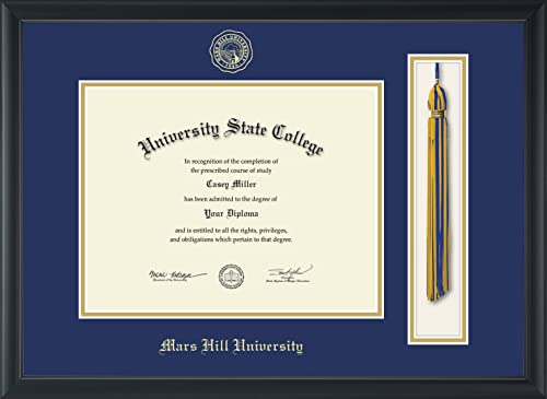 Mars Hill University - Officially Licensed - Gold Embossed Tassel Diploma Frame - Document Size 11" x 8.5"