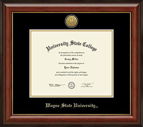 Wayne State University - Officially Licensed - Gold Medallion Diploma Frame - Document Size 10" x 8"