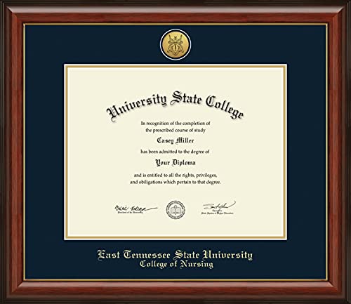 East Tennessee State University College of Nursing - Officially Licensed - Gold Medallion Diploma Frame - Document Size 14" x 11"