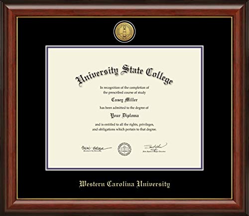 Western Carolina University - Officially Licensed - Master's/PhD/Honors College - Gold Medallion Diploma Frame - Document Size 14" x 11"