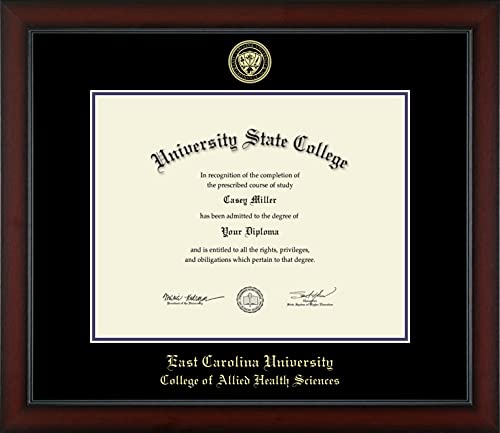 East Carolina University College of Allied Health Sciences - Officially Licensed - Gold Embossed Diploma Frame - Document Size 14" x 11"