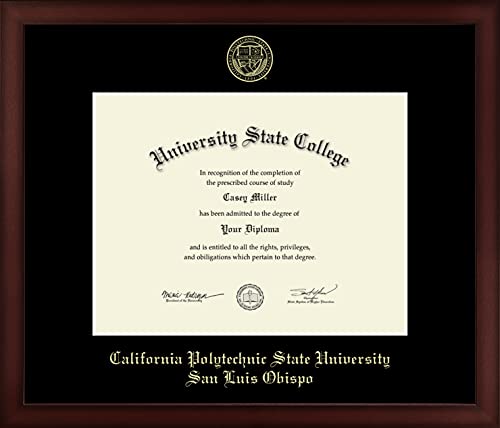 California Polytechnic State University San Luis Obispo - Officially Licensed - Gold Embossed Diploma Frame - Document Size 11" x 8.5"