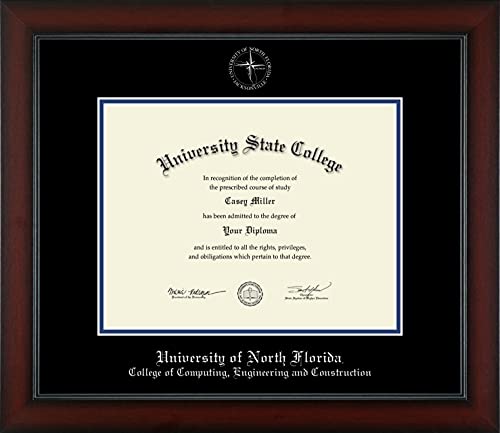 University of North Florida College of Computing - Engineering and Construction - Officially Licensed - Silver Embossed Diploma Frame - Document Size 11" x 8.5"