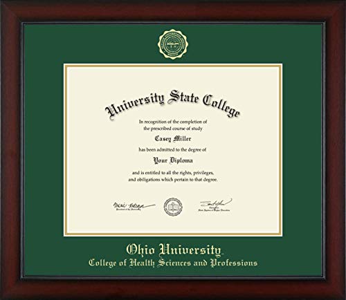 Ohio University College of Health Sciences and Professions - Officially Licensed - Bachelor's/Master's - Gold Embossed Diploma Frame - Document Size 14" x 11"