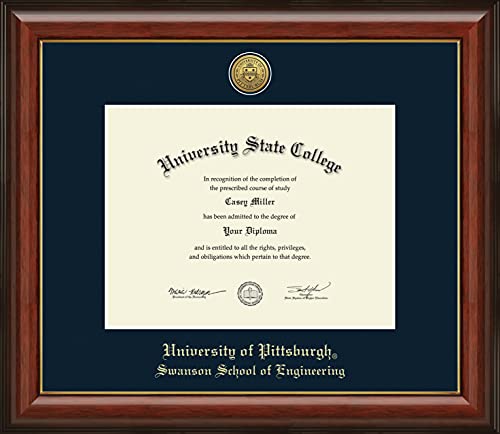 University of Pittsburgh Swanson School of Engineering - Officially Licensed - Gold Medallion Diploma Frame - Document Size 11" x 8.5"